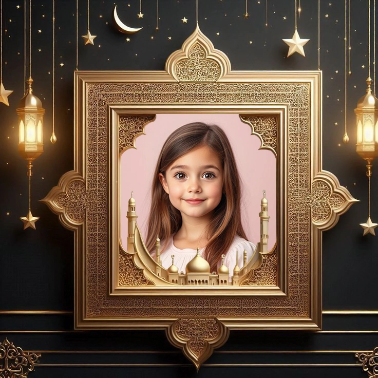 Transform Your Photos with a Luxurious Gold Mosque Frame