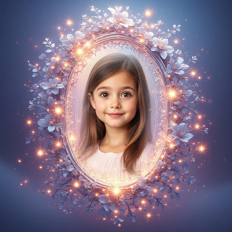 Add Your Photo to a Dreamy Oval Frame with Radiant Flowers