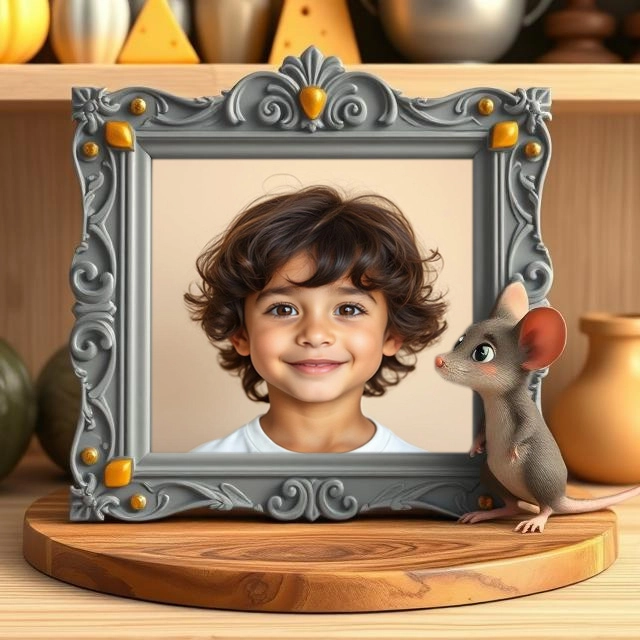 Elegant Gray Frame with Golden Accents for Your Photos