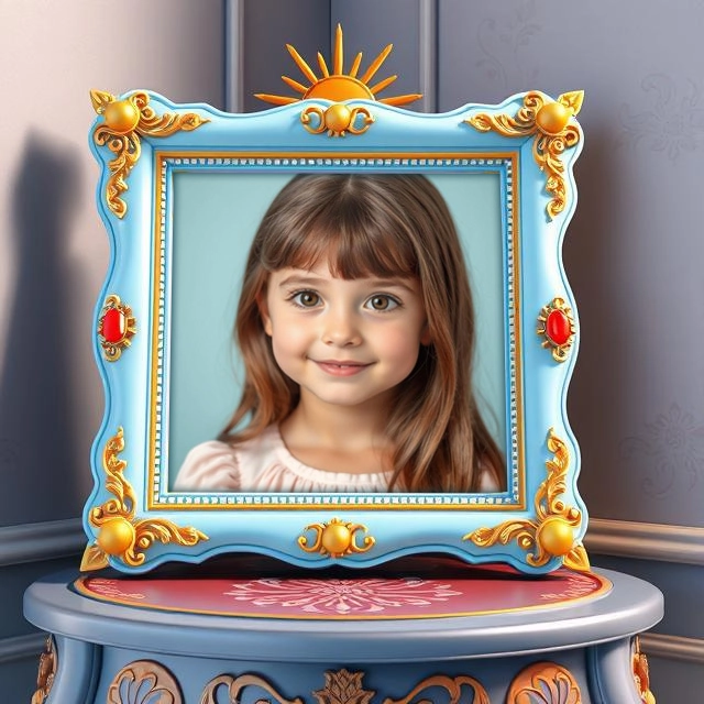 Transform Your Photos with an Elegant Blue and Gold Frame
