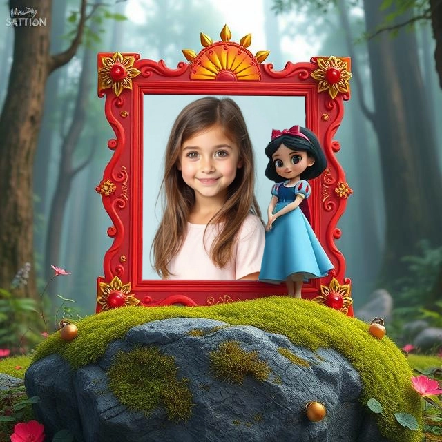 Enchant Your Photos with a Magical Red Frame in a Forest Setting