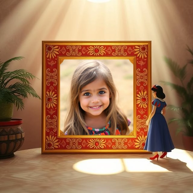 Add Your Photo to a Grand Red and Gold Ornate Frame with Snow White