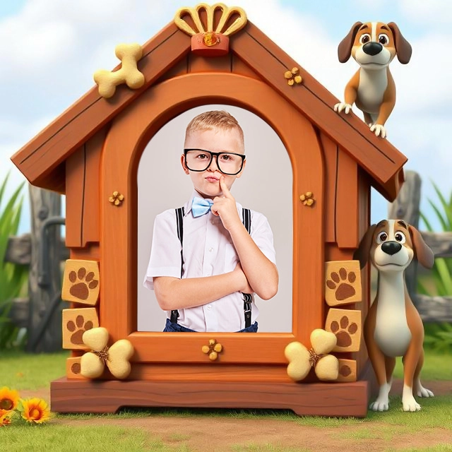 Capture Joyful Moments with Our Doghouse Frame Featuring Beagles