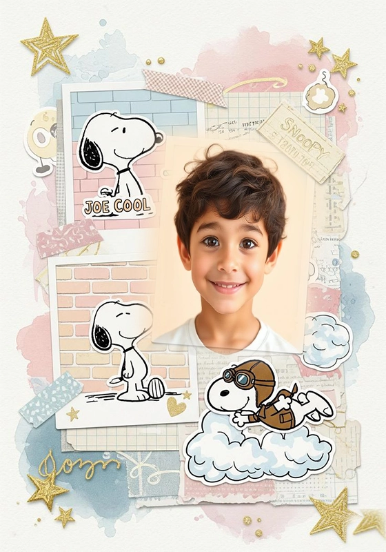 Create Whimsical Snoopy Collages with Watercolor Accents