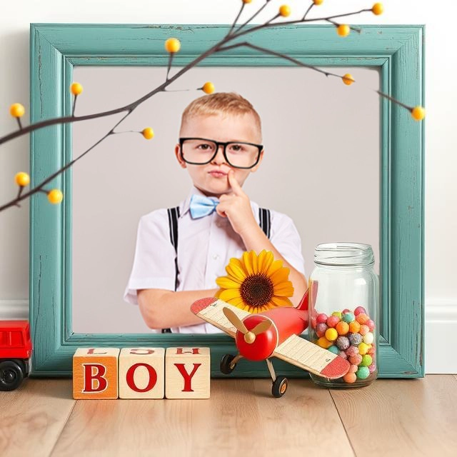 Capture Youthful Fun with Our Playful Turquoise Photo Frame