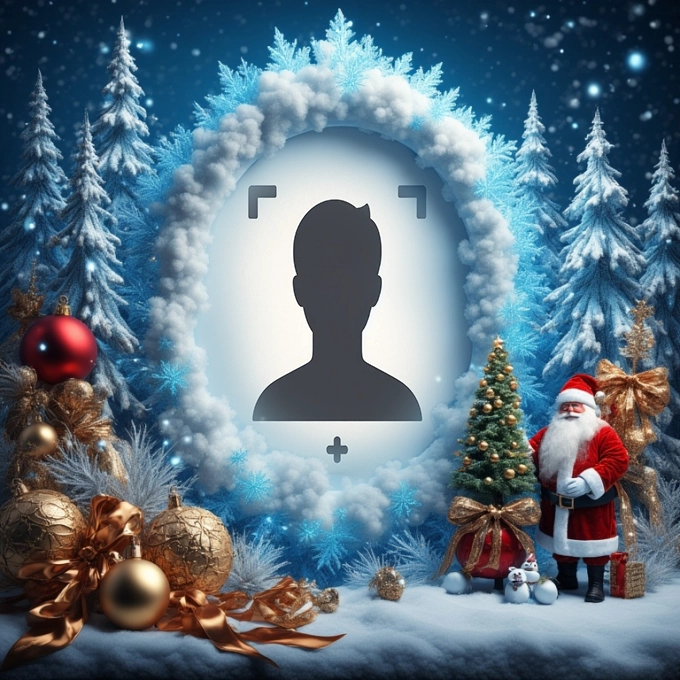 Add Your Photo to Festive Winter Scene Frame