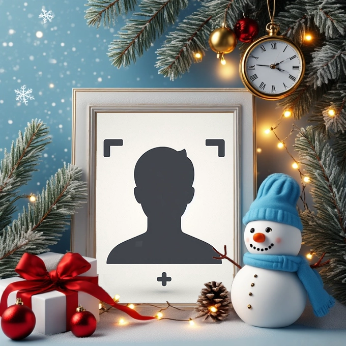 Add Your Photo into Festive Winter Picture Frame