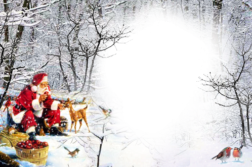 фоторамка онлайн Добрый Санта в глухом лесу  - фоторамка онлайн Добрый Санта в глухом лесу