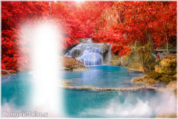 фоторамка онлайн природа водопад осень - фоторамка онлайн природа водопад осень