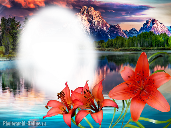 фоторамка онлайн природа горы цветы озеро  - фоторамка онлайн природа горы цветы озеро