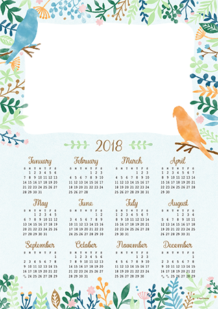 Calendar2018 Frame with birds photo frame - Calendar2018 Frame with birds photo frame