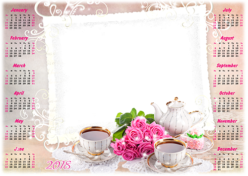 Calendar2018 Tea with a cake photo frame - Calendar2018 Tea with a cake photo frame
