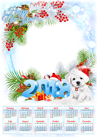 Calendar2018 With a puppy photo frame - Calendar2018 With a puppy photo frame