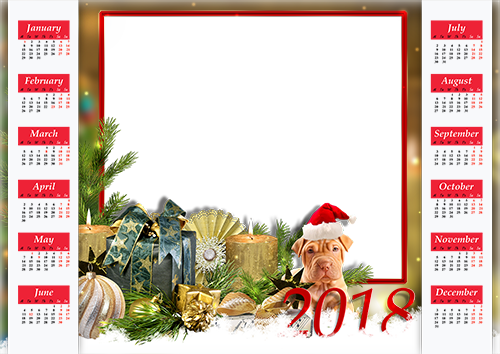 Calendar2018 Year of the dog photo frame - Calendar2018 Year of the dog photo frame
