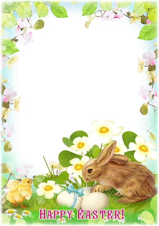 Easter Chicken and Rabbit photo frame - Easter Chicken and Rabbit photo frame