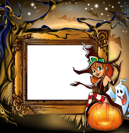 Halloween Witch is having a rest photo frame
